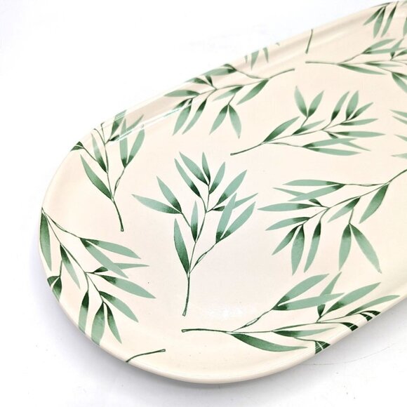 Mary & Martha Holy Bible Porcelain Serving Tray Eucalyptus Leaf 16x8 Platter EXC - Picture 3 of 7